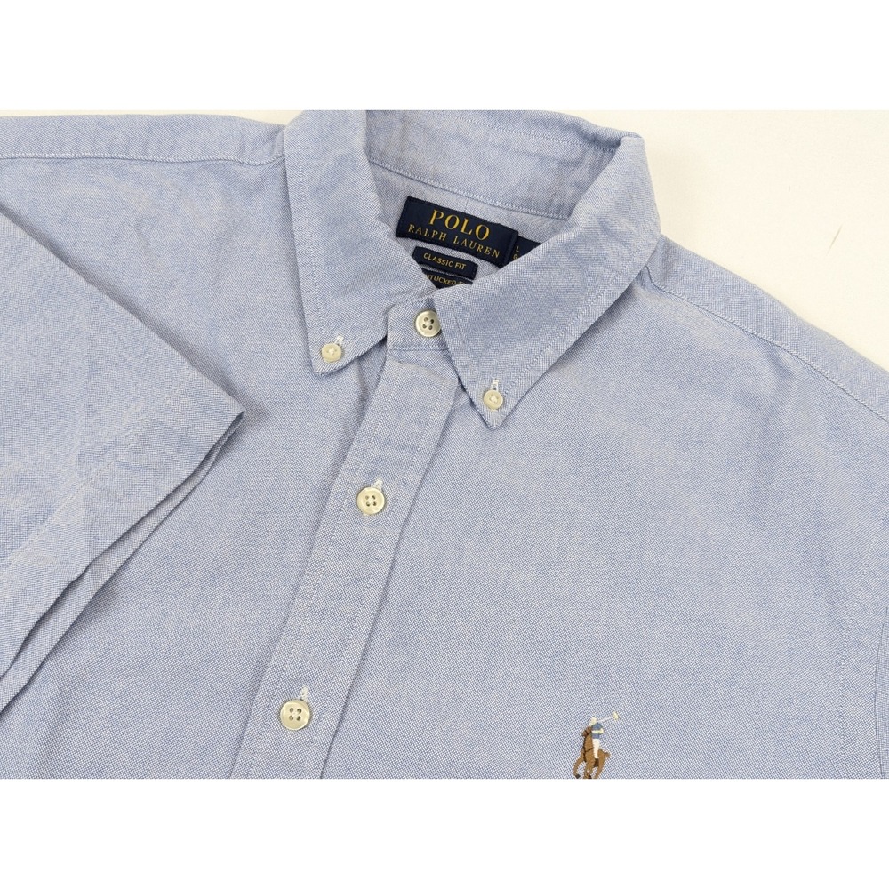 Polo Ralph Lauren Indigo Chambray Shirt Mens Large Classic Fit Blue Untucked Fit